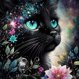 Черно коте - 5D Диамантен гоблен 30x40 см  GJ175